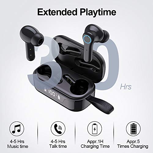 Auriculares Inalambricos, Auriculares Bluetooth 5.1 con Mini TWS Graves Profundos, Cascos Inhalabricos In Ear con USB C Carga Rápida Reproducción de 30H Control Tactil, IPX7 Impermeable para Deporte