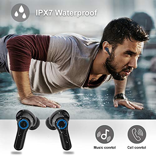 Auriculares Inalambricos, Auriculares Bluetooth 5.1 con Mini TWS Graves Profundos, Cascos Inhalabricos In Ear con USB C Carga Rápida Reproducción de 30H Control Tactil, IPX7 Impermeable para Deporte