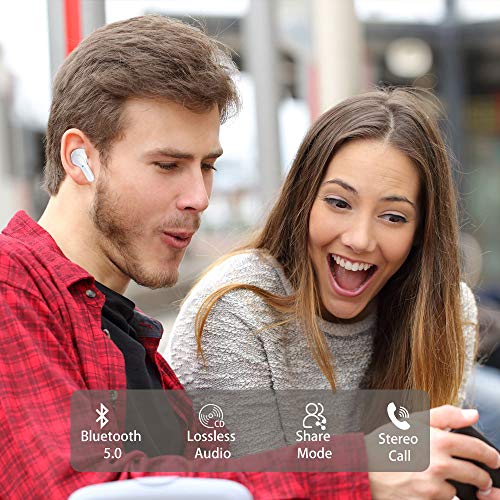 Auriculares Inalámbricos Bluetooth, Donerton Auriculares Bluetooth 5.0 con Estéreo Micrófono TWS Cascos In-Ear, IP7 Impermeable, con Caja de Carga Portátil, 8 Horas de reproducción Permanente, Blanco Auriculares Inalámbricos Bluetooth, Donerton Auriculares Bluetooth 5.0 con Estéreo Micrófono TWS Cascos In-Ear, IP7 Impermeable, con Caja de Carga Portátil, 8 Horas de reproducción Permanente, Blanco