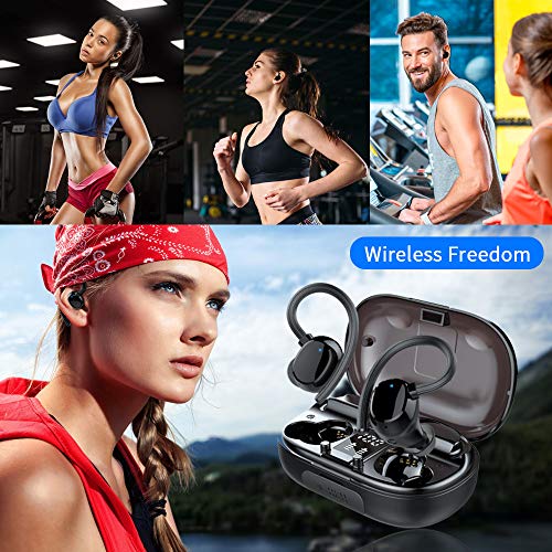 Auriculares Inalambricos Deportivos, Auriculares Bluetooth 5.0 Sport IP7 Impermeable Cascos Bluetooth In-Ear Auriculares Wireless Running con Mic, 100 Horas y Pantalla LED, Viajes, Deporte