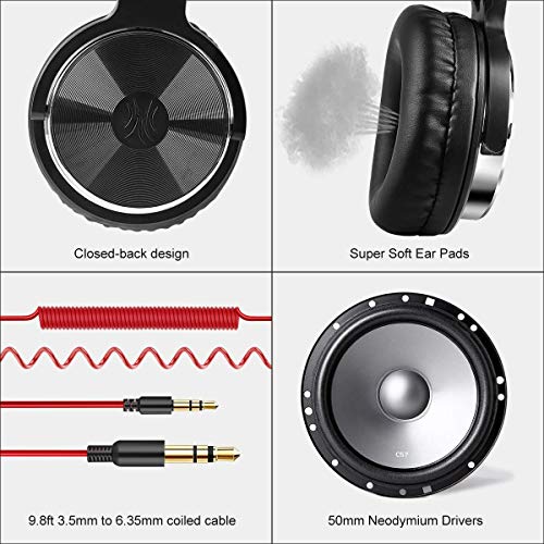 Auriculares para DJ OneOdio, auriculares de estudio, auricular sobre la oreja, auriculares estéreo de alta calidad con cable con micrófono, auriculares cómodos plegables con orejeras de proteínas Auriculares para DJ OneOdio, auriculares de estudio, auricular sobre la oreja, auriculares estéreo de alta calidad con cable con micrófono, auriculares cómodos plegables con orejeras de proteínas