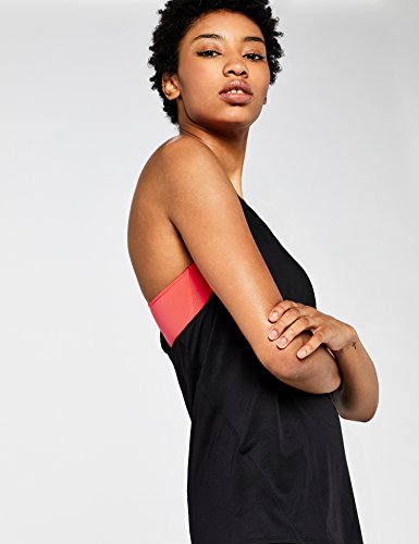 AURIQUE Camiseta Deportiva Mujer, Multicolor (Black/Geranium), Small AURIQUE Camiseta Deportiva Mujer, Multicolor (Black/Geranium), Small