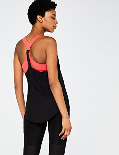 AURIQUE Camiseta Deportiva Mujer, Multicolor (Black/Geranium), Small AURIQUE Camiseta Deportiva Mujer, Multicolor (Black/Geranium), Small