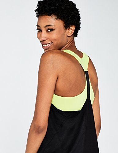 AURIQUE Camiseta Deportiva Mujer, Multicolor (Black/Lime), Large AURIQUE Camiseta Deportiva Mujer, Multicolor (Black/Lime), Large