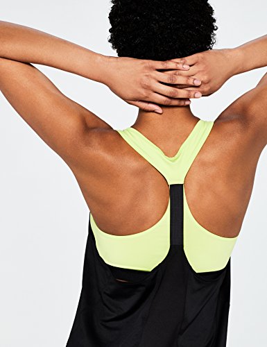 AURIQUE Camiseta Deportiva Mujer, Multicolor (Black/Lime), Large AURIQUE Camiseta Deportiva Mujer, Multicolor (Black/Lime), Large