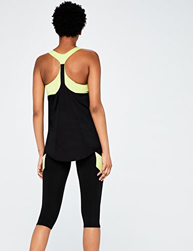 AURIQUE Camiseta Deportiva Mujer, Multicolor (Black/Lime), Medium AURIQUE Camiseta Deportiva Mujer, Multicolor (Black/Lime), Medium