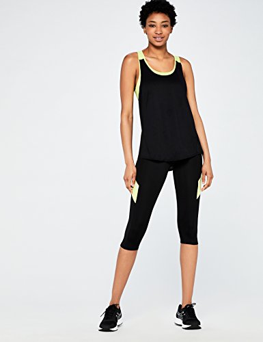 AURIQUE Camiseta Deportiva Mujer, Multicolor (Black/Lime), Medium AURIQUE Camiseta Deportiva Mujer, Multicolor (Black/Lime), Medium