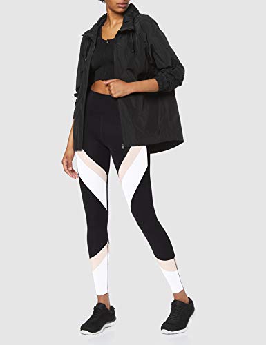 Aurique Leggings deportivos para Mujer, Negro/Carmín/Blanco, L