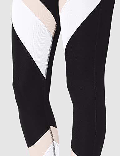 Aurique Leggings deportivos para Mujer, Negro/Carmín/Blanco, L