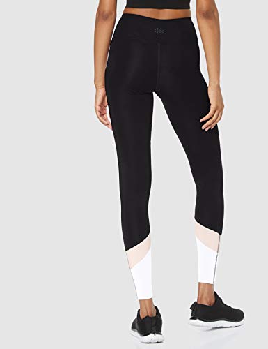 Aurique Leggings deportivos para Mujer, Negro/Carmín/Blanco, L