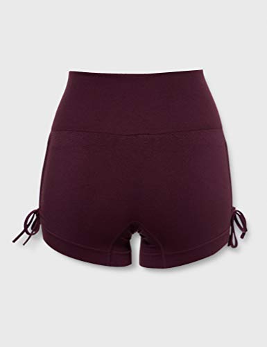 AURIQUE Shorts de Yoga Mujer, Pack de 2, Multicolor (Black & Pickled Beet)., 40, Label:M