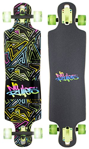 authentic sports & toys GmbH Longboard ABEC 7, No Rules Neon, con Luces en Las Ruedas