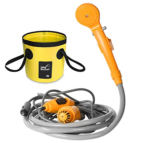 AUTOPkio Kit de Cubo Plegable portátil de la Ducha al Aire Libre, Cabezal de Ducha Que acampa Enchufe en el Adaptador del Cigarrillo 12V y da Vuelta al Agua en la Corriente apacible Constante AUTOPkio Kit de Cubo Plegable portátil de la Ducha al Aire Libre, Cabezal de Ducha Que acampa Enchufe en el Adaptador del Cigarrillo 12V y da Vuelta al Agua en la Corriente apacible Constante