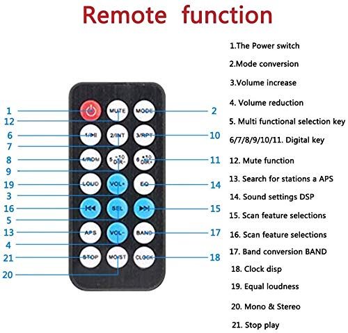 Autoradio Bluetooth, RIXOW FM Radio de Coche, Manos Libres Estéreo de Coche, Apoyo de Reproductor MP3, Llamadas Manos Libres, Función de Radio y de Archivo. (088)