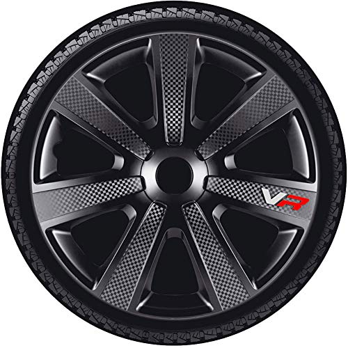 AUTOSTYLE PP 5154B Juego de 4 Tapacubos VR 14 Pulgadas Negro/Look Carbono/Logo AUTOSTYLE PP 5154B Juego de 4 Tapacubos VR 14 Pulgadas Negro/Look Carbono/Logo