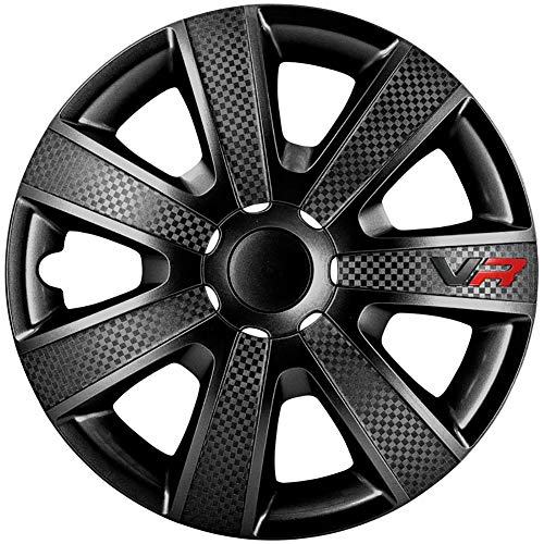 AUTOSTYLE PP 5154B Juego de 4 Tapacubos VR 14 Pulgadas Negro/Look Carbono/Logo AUTOSTYLE PP 5154B Juego de 4 Tapacubos VR 14 Pulgadas Negro/Look Carbono/Logo