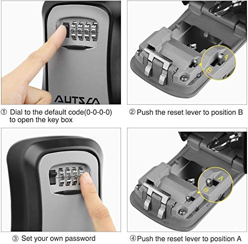 AUTSCA Caja fuerte para llaves, Caja de seguridad Combinación de 4 dígitos,10000 combinaciones de diseño de contraseñas para las llaves seguridad.Es adecuada para el hogar, el garaje y la granja,ect