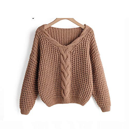 Autumn - Jersey de invierno para mujer con cuello en V granate Tallaúnica