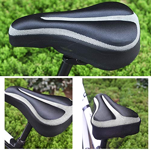 auvstar Cubre Sillin Bicicleta Gel,Velcro para Ajustar Diseño Ergonómico, Profesional Cubierta Impermeabile,Comodidad Sensacional para Ciclismo de Clase en Carretera Montaña o Spinning. (Negro & gris)