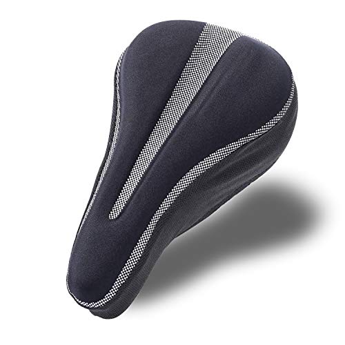 auvstar Cubre Sillin Bicicleta Gel,Velcro para Ajustar Diseño Ergonómico, Profesional Cubierta Impermeabile,Comodidad Sensacional para Ciclismo de Clase en Carretera Montaña o Spinning. (Negro & gris)