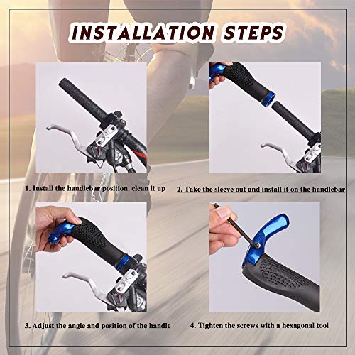 AUVSTAR Puños Bicicleta,Puños Bicicleta Ergonomicos,Bike Agarre de la Mano para Scooter Cruiser Urban Bicicleta Triciclo Silla de Ruedas Mountain Bike Road Bike MTB BMX Plegable Bicicleta. (Azul)