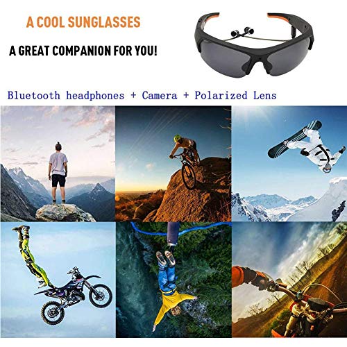 AUZZO HOME Gafas de Ciclismo Bluetooth con cámara Deportiva y Auriculares HD1080P Grabadora de Video Gafas de Sol Reproductor de MP3 para Caza Pesca Vacaciones de conducción