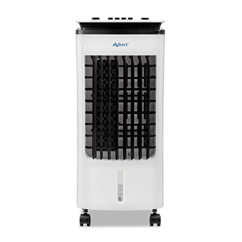 AVANT - Climatizador Evaporativo portátil, 65W - 3 Velocidades, Deposíto de Agua 4 L, Temporizador 7,5 H, Rejillas Verticales con oscilación automática, Filtro Honeycomb,Color Blanco.