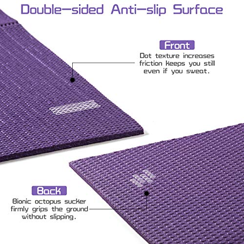 Avoalre Esterilla de Yoga Antideslizante Plegable, Colchoneta de Yoga PVC Antideslizante 5MM de Grosor Fácil de Doblar para Fitness Yoga Ejercicio Pilates Deportes, 173x61CM, Púrpura Avoalre Esterilla de Yoga Antideslizante Plegable, Colchoneta de Yoga PVC Antideslizante 5MM de Grosor Fácil de Doblar para Fitness Yoga Ejercicio Pilates Deportes, 173x61CM, Púrpura