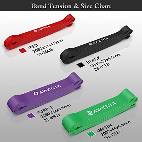 Awenia Bandas Elásticas de Resistencia para Dominadas Gomas de Fitness Ejercicios Cintas de Entrenamiento para Pilates Gimnasio Casa, Conjunto de 4 Bandas Awenia Bandas Elásticas de Resistencia para Dominadas Gomas de Fitness Ejercicios Cintas de Entrenamiento para Pilates Gimnasio Casa, Conjunto de 4 Bandas