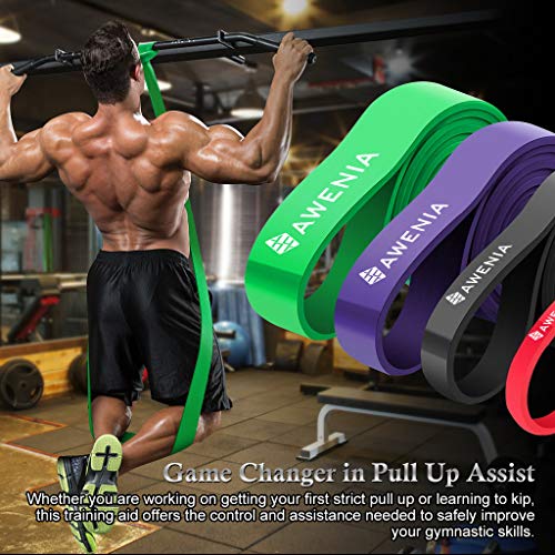 Awenia Bandas Elásticas de Resistencia para Dominadas Gomas de Fitness Ejercicios Cintas de Entrenamiento para Pilates Gimnasio Casa, Conjunto de 4 Bandas Awenia Bandas Elásticas de Resistencia para Dominadas Gomas de Fitness Ejercicios Cintas de Entrenamiento para Pilates Gimnasio Casa, Conjunto de 4 Bandas
