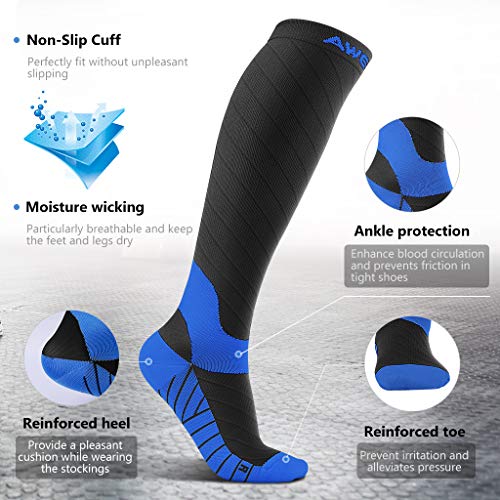 Awenia Calcetines de Compresión Deportivos Medias Transpirables para Hombres y Mujeres, para Crossfit Fútbol Avion Viaje Enfermera Awenia Calcetines de Compresión Deportivos Medias Transpirables para Hombres y Mujeres, para Crossfit Fútbol Avion Viaje Enfermera