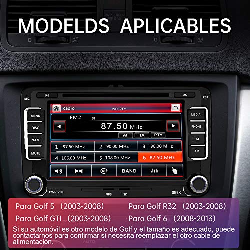 AWESAFE Radio Coche 7 Pulgadas con Pantalla Táctil 2 DIN para VW Golf, Autoradio con Bluetooth/GPS/FM/RDS/CD DVD/USB/SD, Apoyo Mandos Volante, Mirrorlink y Aparcamiento