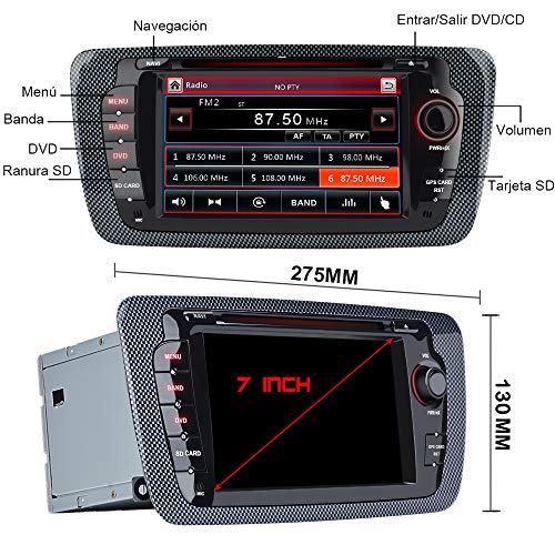 AWESAFE Radio Coche 7 Pulgadas con Pantalla Táctil 2 DIN para VW Seat Ibiza 2009–2013, Autoradio con Bluetooth/GPS/FM/RDS/CD DVD/USB/SD, Apoyo Mandos Volante, Mirrorlink y Aparcamiento