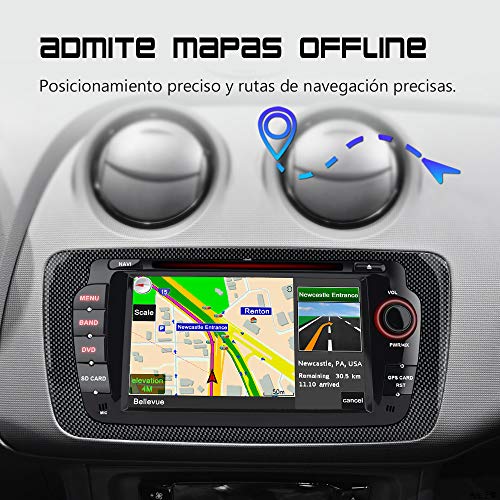 AWESAFE Radio Coche 7 Pulgadas con Pantalla Táctil 2 DIN para VW Seat Ibiza 2009–2013, Autoradio con Bluetooth/GPS/FM/RDS/CD DVD/USB/SD, Apoyo Mandos Volante, Mirrorlink y Aparcamiento