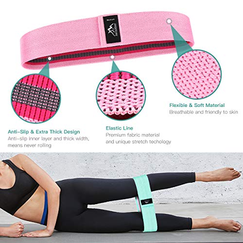 Awroutdoor Bandas de Resistencia Set - Antideslizantes Bandas de Ejercicio Premium, Tela Bandas Elasticas de Fitness para Cadera, Abdominales, Muslo y La Pantorrilla