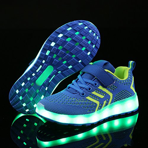 Axcer LED Zapatos Verano Ligero Transpirable Bajo 7 Colores USB Carga Luminosas Flash Deporte de Zapatillas con Luces Los Mejores Regalos para Niños Niñas Cumpleaños de Navidad Reyes Mango