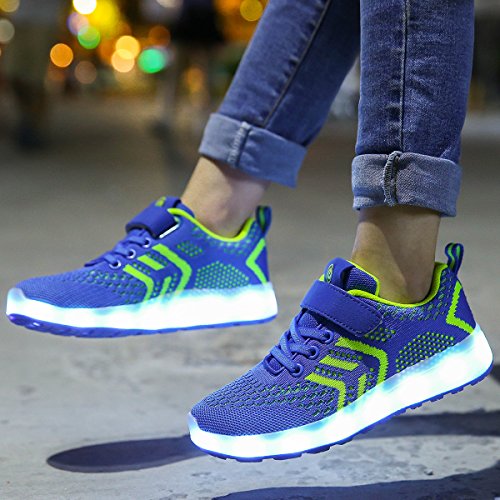 Axcer LED Zapatos Verano Ligero Transpirable Bajo 7 Colores USB Carga Luminosas Flash Deporte de Zapatillas con Luces Los Mejores Regalos para Niños Niñas Cumpleaños de Navidad Reyes Mango