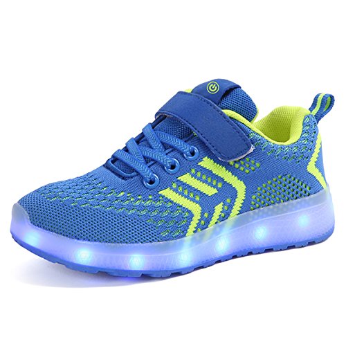 Axcer LED Zapatos Verano Ligero Transpirable Bajo 7 Colores USB Carga Luminosas Flash Deporte de Zapatillas con Luces Los Mejores Regalos para Niños Niñas Cumpleaños de Navidad Reyes Mango