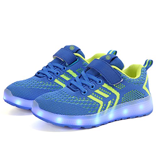 Axcer LED Zapatos Verano Ligero Transpirable Bajo 7 Colores USB Carga Luminosas Flash Deporte de Zapatillas con Luces Los Mejores Regalos para Niños Niñas Cumpleaños de Navidad Reyes Mango