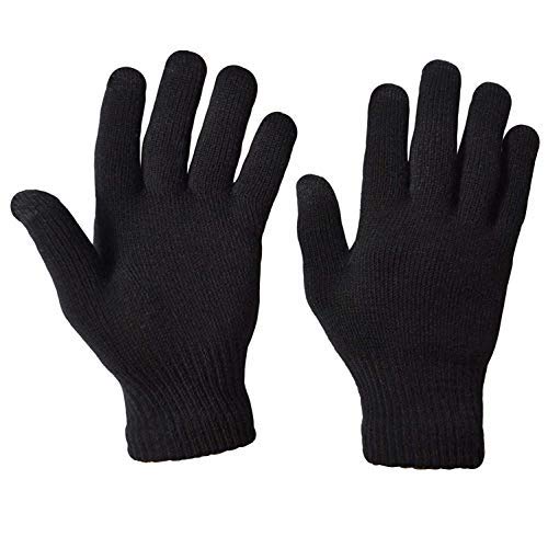 axelens Guantes de Invierno Táctiles para Hombre Mujer Térmicos Touch Screen Conducir Antiviento Cálidos Cómodos Regalo Ideal - Negro