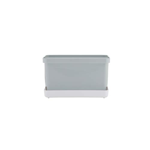 axentia Organizador de fregadero Caddy Organizador para los platos y utensilios Soporte de plástico para utensilios de cocina aprox. 20.5 x 12.5 x 11.5 cm, gris/blanco