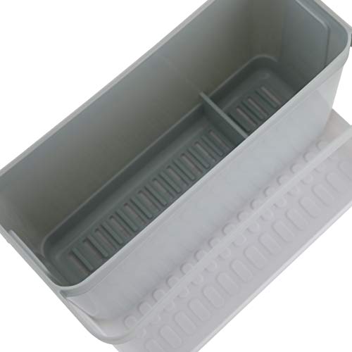 axentia Organizador de fregadero Caddy Organizador para los platos y utensilios Soporte de plástico para utensilios de cocina aprox. 20.5 x 12.5 x 11.5 cm, gris/blanco