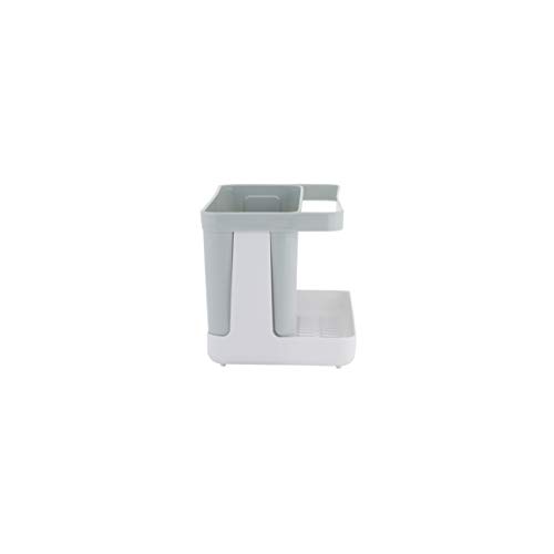 axentia Organizador de fregadero Caddy Organizador para los platos y utensilios Soporte de plástico para utensilios de cocina aprox. 20.5 x 12.5 x 11.5 cm, gris/blanco