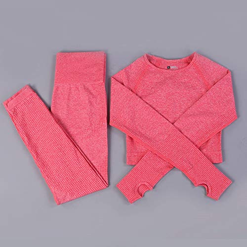 ayingzhenxiao Vital Women Sport Suit Yoga Set Gym Workout Clothes Manga Larga Fitness Crop Top + High Waist Energy Leggings sin Costuras M 2 Watermelonred