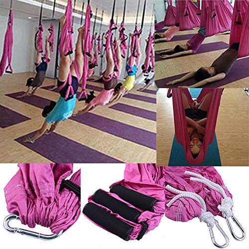 AYUE® Yoga Aérea Hamaca Antigravedad Vuelo Columpio Tela Acrobática Set Yoga Pilates Incluyen Acero Mosquetones Extensión Correas