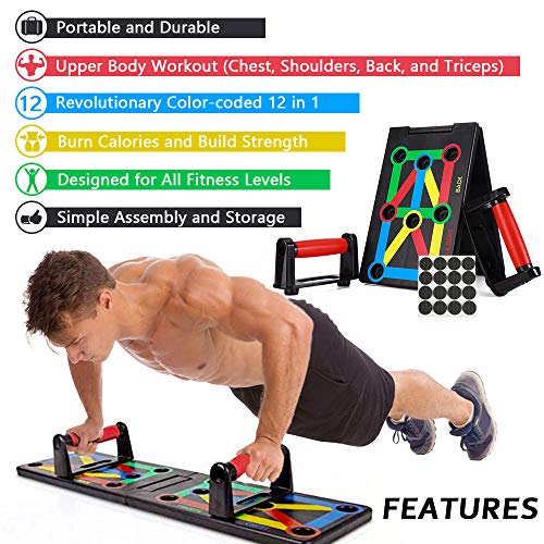 AYUQI Push Up Board - Tabla Plegable 12 en 1 para Entrenamiento, Entrenamiento Multifuncional, para Entrenamiento en el Interior y en el Brazo AYUQI Push Up Board - Tabla Plegable 12 en 1 para Entrenamiento, Entrenamiento Multifuncional, para Entrenamiento en el Interior y en el Brazo