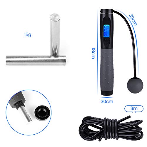 azamp Saltar la Cuerda de Conteo Automático Cuerda de Saltar Ajustable de Doble Propósito,Mango Antideslizante de ABS, Contador de Calorías Cuerda Electrónica para Saltar Adecuada para Fitness azamp Saltar la Cuerda de Conteo Automático Cuerda de Saltar Ajustable de Doble Propósito,Mango Antideslizante de ABS, Contador de Calorías Cuerda Electrónica para Saltar Adecuada para Fitness