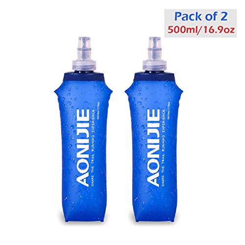 Azarxis Soft Flask Botella de Agua Blanda TPU Flexible Bolsa de Hidratación Deportiva para Correr Senderismo Ciclismo (2 × 500ml)