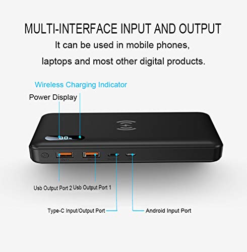 AZD 99Wh Power Bank Carga Rápida 50000Mah, Carga Inalámbrica Qi De 15W, 65W PD USB C, Batería De Cargador De 3 Puertos De Salida, con Pantalla LED, para iPhone 12, Macbook, Laptop, Samsung,Verde