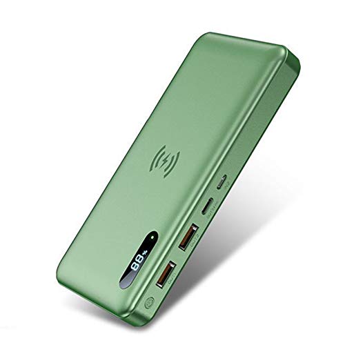 AZD 99Wh Power Bank Carga Rápida 50000Mah, Carga Inalámbrica Qi De 15W, 65W PD USB C, Batería De Cargador De 3 Puertos De Salida, con Pantalla LED, para iPhone 12, Macbook, Laptop, Samsung,Verde